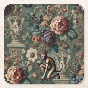Dessous-de-verre Carré En Papier Faire une révérence – Conception florale gothique