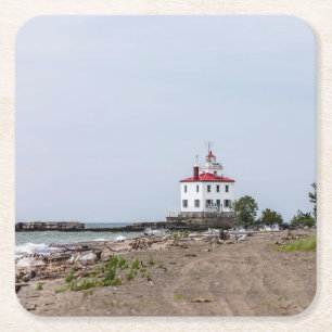 Dessous-de-verre Carré En Papier Fairport Harbour West Breakwater Lighthouse
