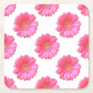 Dessous-de-verre Carré En Papier Faisée de gerbera rose