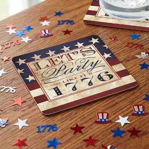 Dessous-de-verre Carré En Papier Faisons la fête comme en 1776 Vintage 4 juillet