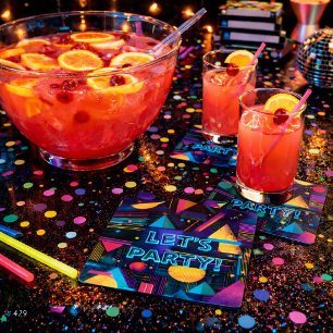Dessous-de-verre Carré En Papier Faisons la Fête Rétro 80's 90's Géométrique Memphi