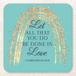 Dessous-de-verre Carré En Papier Fait Dans L'Amour Gold Rainbow