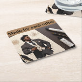 Dessous-de-verre Carré En Papier Fait l'un pour l'autre (Incliné)