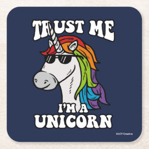 Dessous-de-verre Carré En Papier Faites-moi confiance Je suis une licorne
