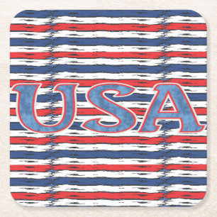 Dessous-de-verre Carré En Papier Famille américaine Patriotic Summer Holidays