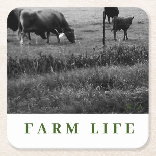 Dessous-de-verre Carré En Papier Famille de vache Thème Boire des cuisiniers