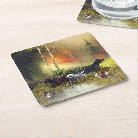 Dessous-de-verre Carré En Papier Famille Setters (Incliné)