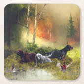 Dessous-de-verre Carré En Papier Famille Setters (Devant)