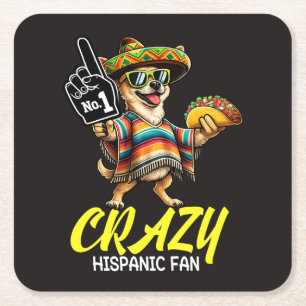 Dessous-de-verre Carré En Papier Fan hispanique fou - Chihuahua mexicain drôle et f