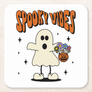 Dessous-de-verre Carré En Papier fantôme d'ambiance effrayante