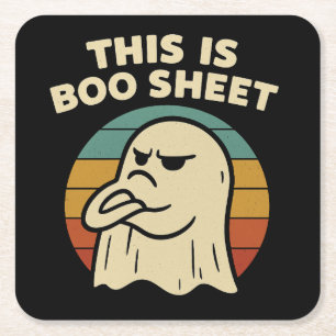 Dessous-de-verre Carré En Papier Fantôme drôle "C'est une feuille de Boo" Halloween