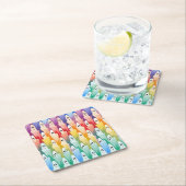 Dessous-de-verre Carré En Papier Fantômes arc-en-ciel (En situation)