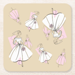 Dessous-de-verre Carré En Papier Fashion Bride Neutral Multi dessous de verre