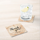 Dessous-de-verre Carré En Papier Faux 2Wood Grain Rustic Mariage Merci Favoriser (En situation)