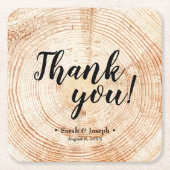 Dessous-de-verre Carré En Papier Faux 2Wood Grain Rustic Mariage Merci Favoriser (Devant)