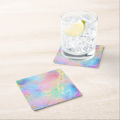 Dessous-de-verre Carré En Papier FAUX irisé marbre fluide (En situation)