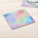 Dessous-de-verre Carré En Papier FAUX irisé marbre fluide<br><div class="desc">veuillez noter que l'effet holographique n'est pas réel,  mais simplement simulé</div>