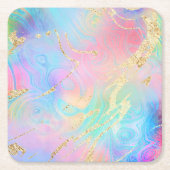 Dessous-de-verre Carré En Papier FAUX irisé marbre fluide (Devant)
