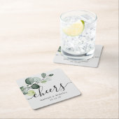 Dessous-de-verre Carré En Papier Faveur de mariage Joie de Verdure d'Eucalyptus  (En situation)