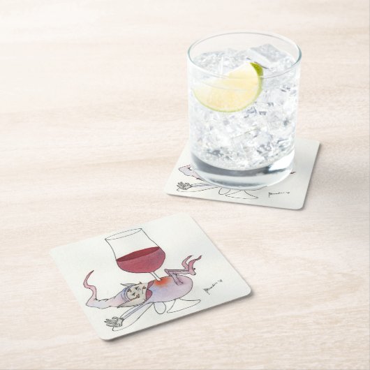 Dessous-de-verre Carré En Papier Fée des vins (En situation)