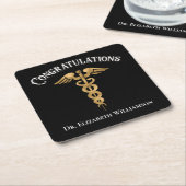 Dessous-de-verre Carré En Papier Félicitations Médecin Caduceus (Incliné)