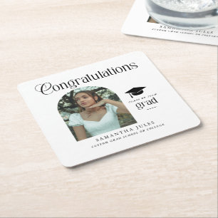 Dessous-de-verre Carré En Papier Félicitations modernes Photo de diplômé Arche de g