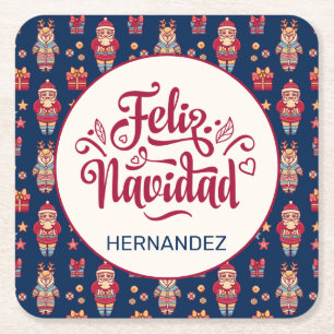 Dessous-de-verre Carré En Papier Feliz Navidad Personnalisé