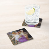 Dessous-de-verre Carré En Papier Femme avec Cupidon, Bouguereau (En situation)