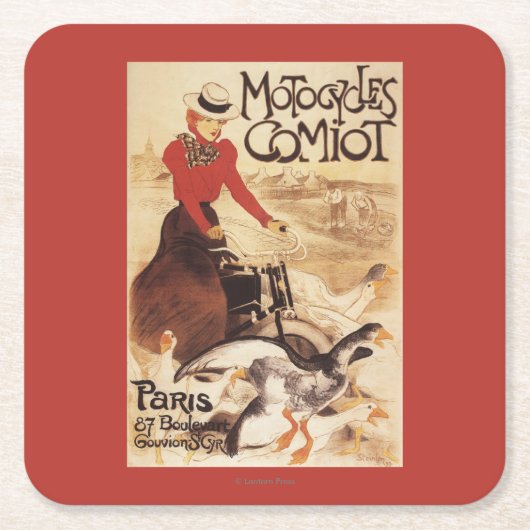 Dessous-de-verre Carré En Papier Femme de Comiot Motocycles et affiche de promo (Devant)