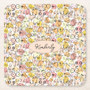 Dessous-de-verre Carré En Papier femme pastel jaune