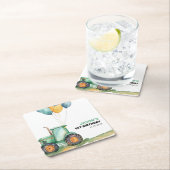 Dessous-de-verre Carré En Papier Ferme Green Tractor Anniversaire (En situation)