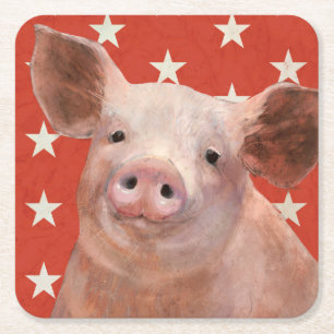 Dessous-de-verre Carré En Papier Ferme patriotique - porc