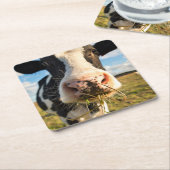 Dessous-de-verre Carré En Papier Fermes | Vache Holstein Chewing (Incliné)