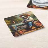 Dessous-de-verre Carré En Papier Fermier de Sloth (Incliné)