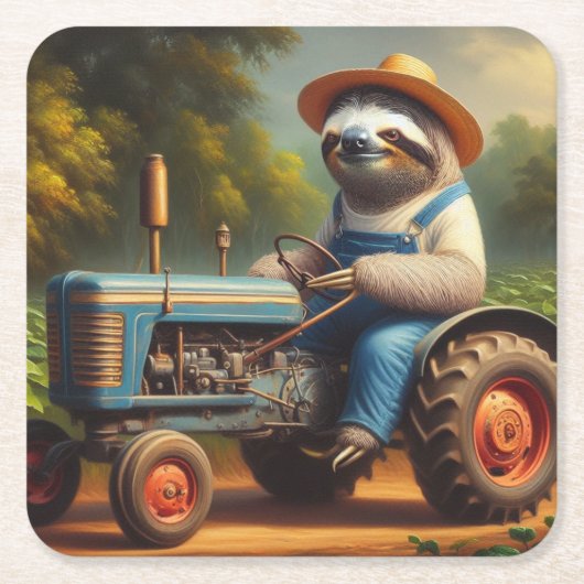 Dessous-de-verre Carré En Papier Fermier de Sloth (Devant)