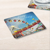 Dessous-de-verre Carré En Papier Ferris Rouleau Dessous de verre Joyeux Script d'an (Incliné)