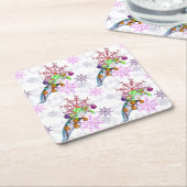 Dessous-de-verre Carré En Papier Festive Axlotl (Incliné)