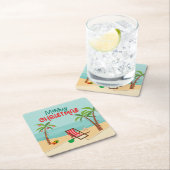 Dessous-de-verre Carré En Papier Festive de Noël de plage (En situation)