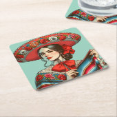 Dessous-de-verre Carré En Papier Festive Fiesta Mariachi (Incliné)
