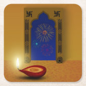 Dessous-de-verre Carré En Papier Festive Happy Diwali Fireworks - Dessous de verre (Devant)