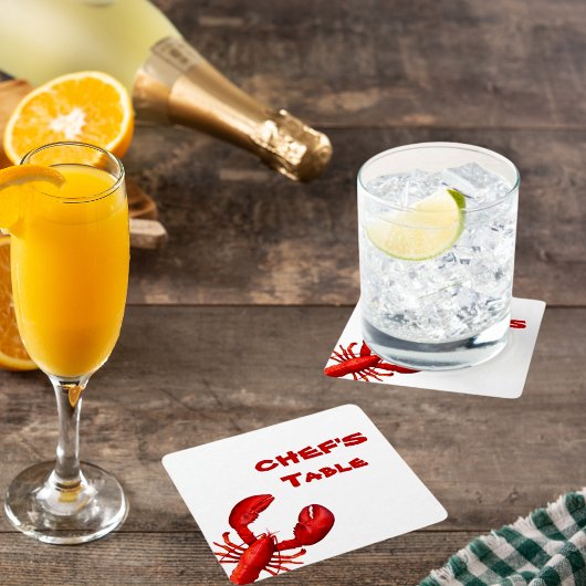 Dessous-de-verre Carré En Papier Fête à ébullition de langouste rouge blanc