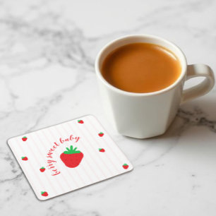 Dessous-de-verre Carré En Papier Fête bébé très sucrée aux fraises