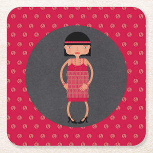 Dessous-de-verre Carré En Papier Fête d'anniversaire Charleston Chic pour fille