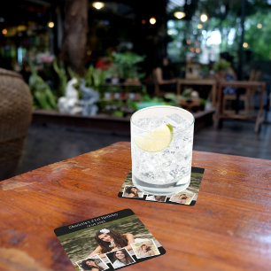 Dessous-de-verre Carré En Papier Fête d'anniversaire de collage photo noir