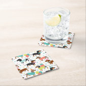 Dessous-de-verre Carré En Papier Fête d'anniversaire de Dachshund (En situation)