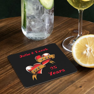 Dessous-de-verre Carré En Papier Fête d'anniversaire Maman & Papa