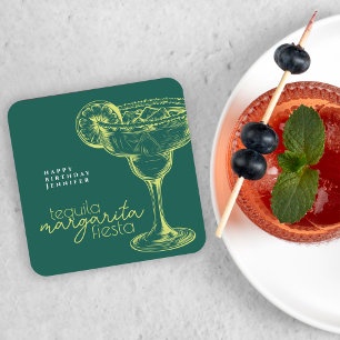 Dessous-de-verre Carré En Papier Fête d'anniversaire Moderne Margarita Verte Fiesta