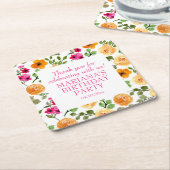 Dessous-de-verre Carré En Papier Fête d'anniversaire rose simple Fleur Favoriser (Incliné)