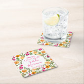 Dessous-de-verre Carré En Papier Fête d'anniversaire simple rose orange (En situation)