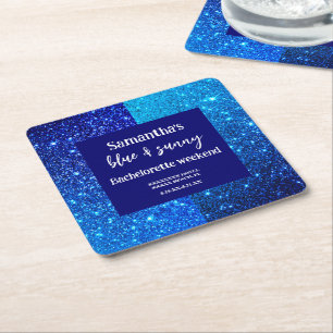 Dessous-de-verre Carré En Papier Fête de Bachelorette Paillettes Bleues